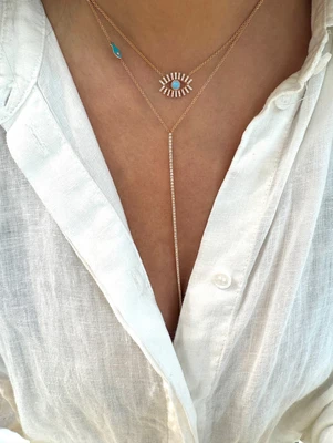 שרשרת עין הרע טורקיז ויהלומים