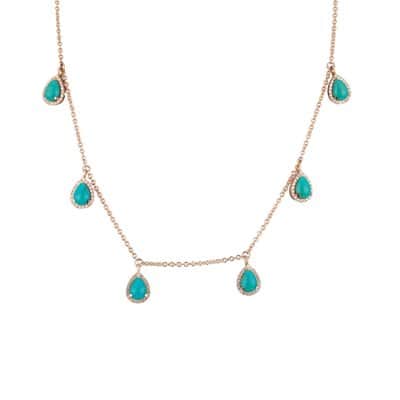 שרשרת טיפות טורקיז משובצות יהלומים